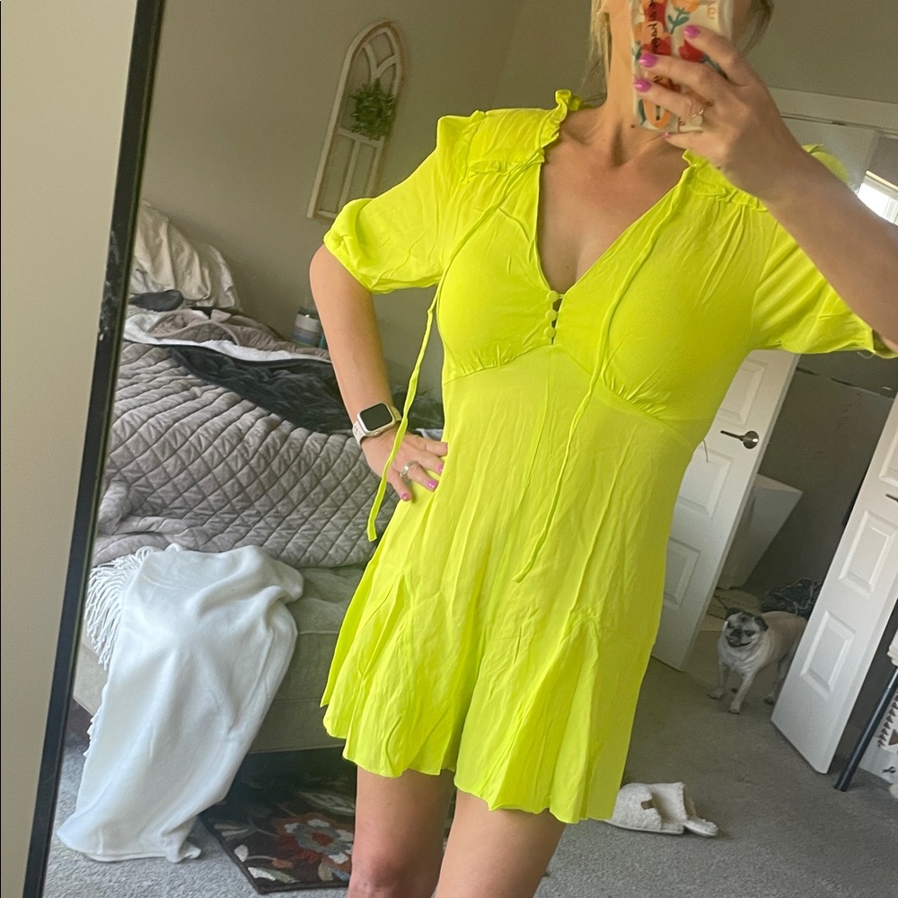 Olivaceous Neon Yellow Short Sleeve Romper